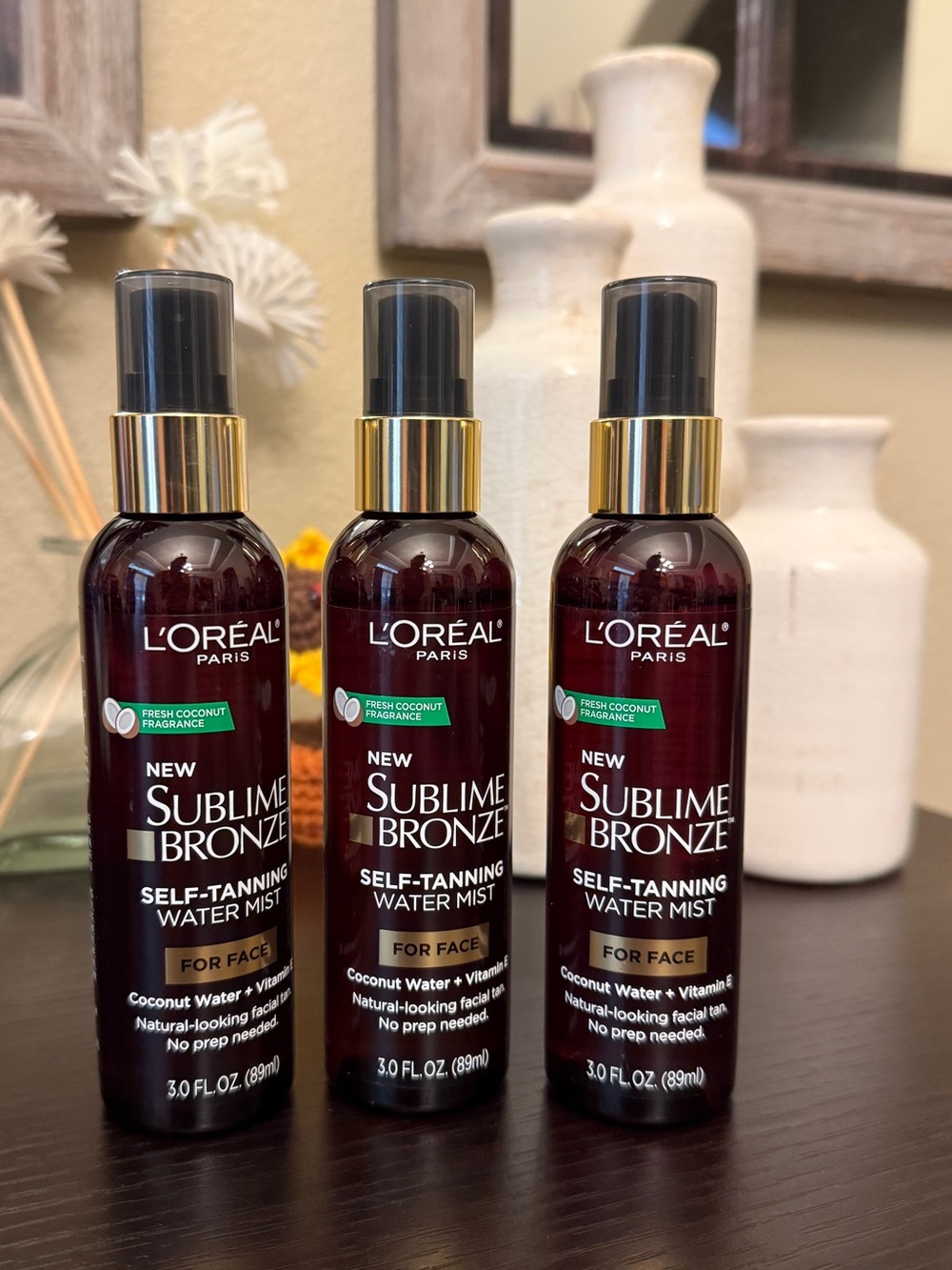 L'Oréal Sublime Bronze Self Tanning Water Mist Spray - Face 3 Oz Bundle of 3 New